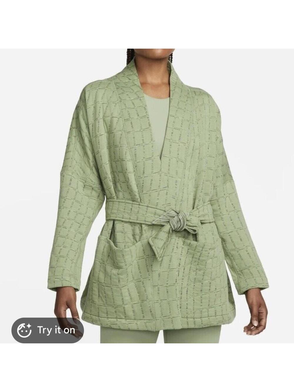 Nike Women's Yoga Therma-FIT Luxe Kimono Cardigan Jacquard Reversible Top